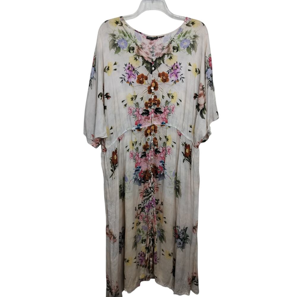 5308)Tolani Collection 3XP Floral Modal Button Up Dolman Cottagecore Maxi Dress - Picture 2 of 10